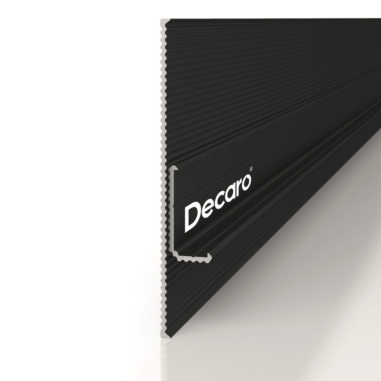 Плинтус алюминиевый теневой Decaro Regulated D004.2A Black /F1A Black Черный 2000×65×16 Плинтус алюминиевый теневой Decaro Regulated D004.2A Black /F1A Black Черный 2000×65×16